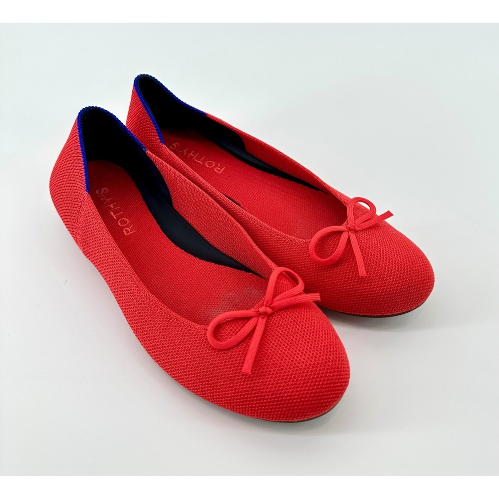 Rothys The Bow Flat Red Pointed Toe Ballet Flats Women 7